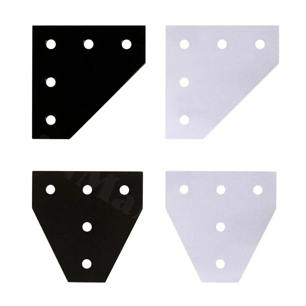 1Pcs 5 Hole Aluminum Profile Joint Board 90 Degree Black Silver Connection Joint Strip Aluminum Alloy Oxidized Painted