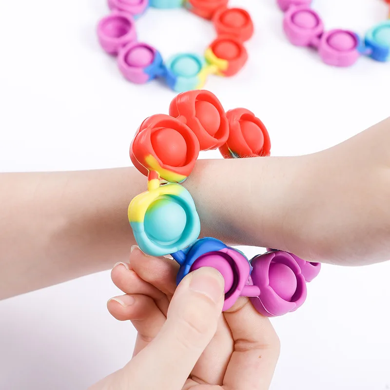 3Pcs Kids Fidget Bracelet Push Bubble Stress Reliever Anti Anxiety Sensory Toys For Special Needs ADHD Autism