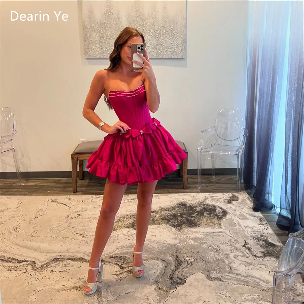 ที่กําหนดเองซาอุดีอาระเบียชุดราตรีชุดราตรี Dearin Strapless A-Line กระโปรงยาวมินิ Bespoke โอกาสชุดอย่างเป็นทางการ