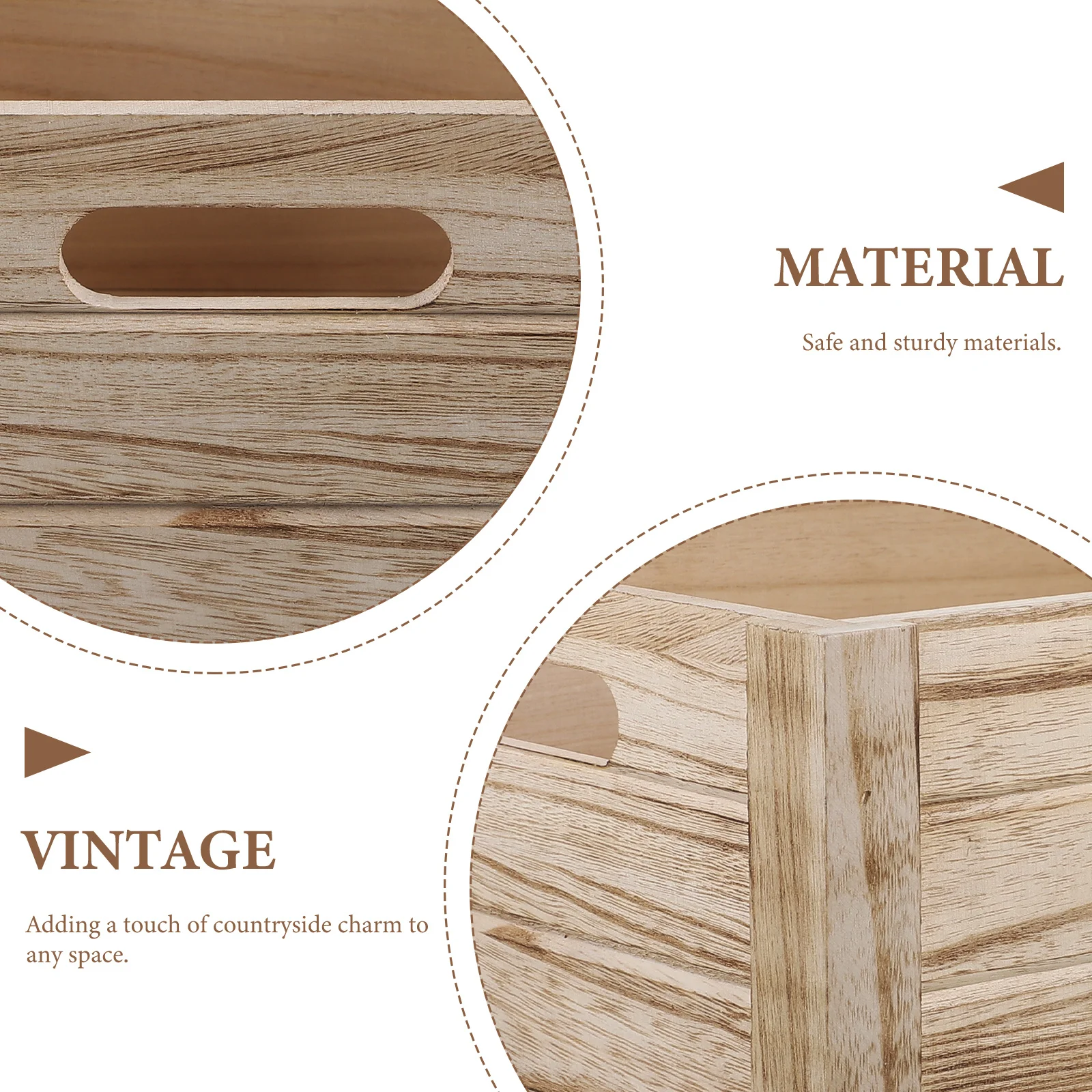 

Wooden Rustic Planter Box Rectangular Wood Crate Durable Solid Wood Vintage Color Exquisite Craftsmanship Indoor Outdoor Decor