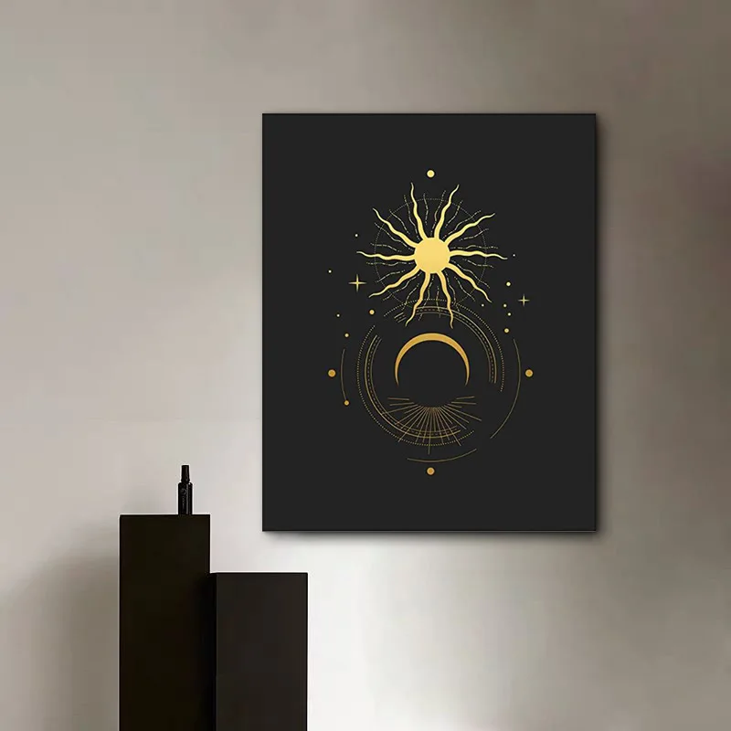 

Modern simple black gold creative painting restaurant hanging painting entrance corridor canvas painting