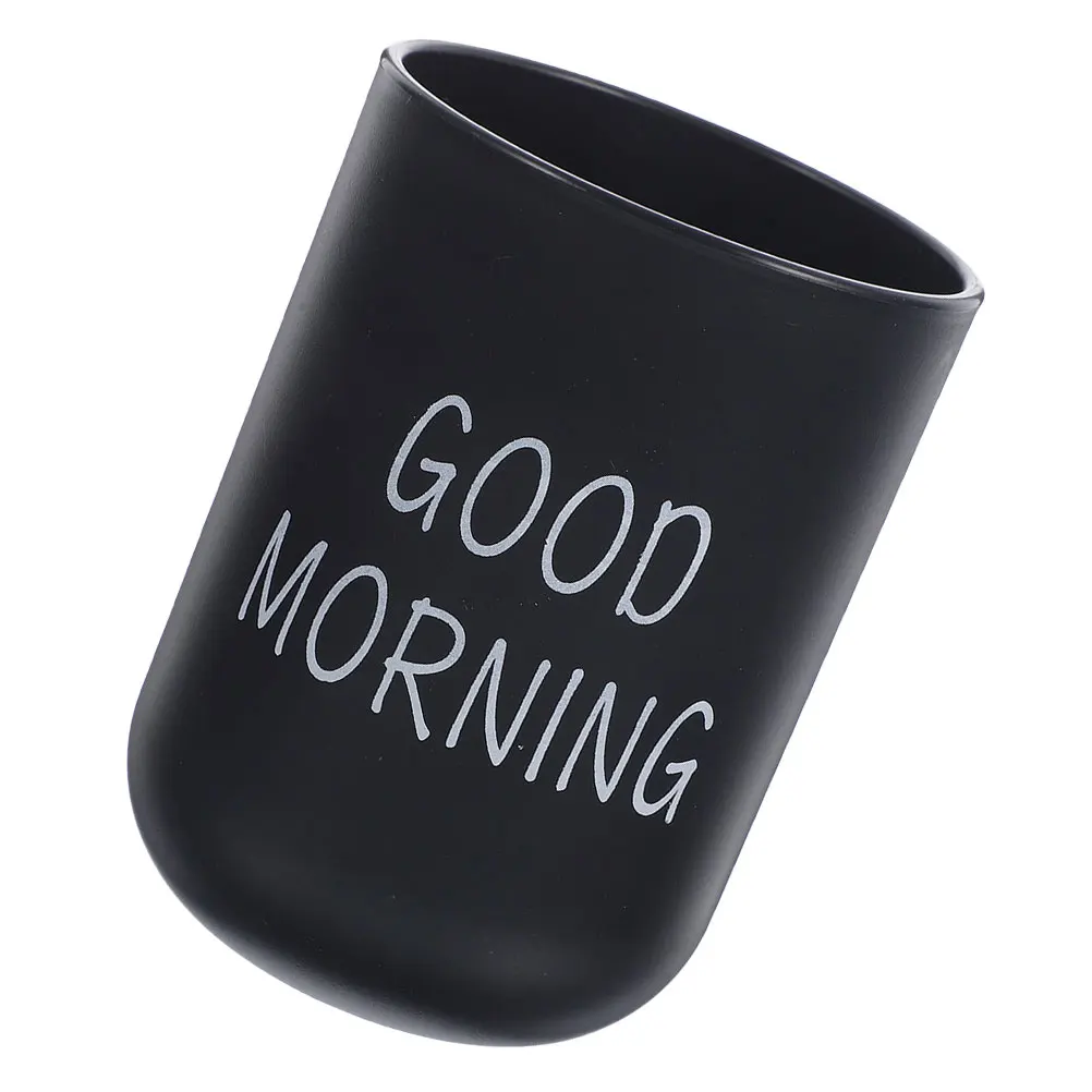 

Unbreakable Bathroom Tumbler Plastic Toothbrush Holder Makeup Brush Organizer Reusable Drinking Glasses Black Sleek Design