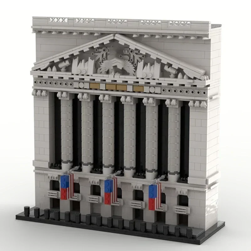 City Street View Modello Moc Mattoni da costruzione Tecnologia di scambio di stock di New York Blocchi modulari Regalo Giocattolo di Natale Set fai da te Assemblaggio