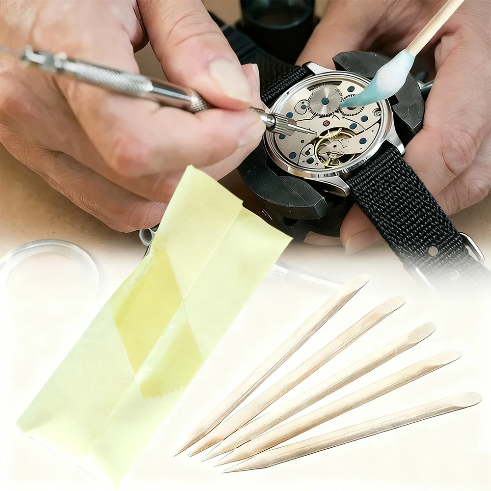 Watch Cleaning Clay Putty, Adhesive Rubber with Wood Stick for Movement Repair, Professional Watchmaker Tool