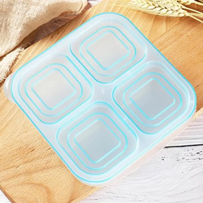 Snack Box For Kids 4-Grid Food Storage Container Meal Prep Keeper Box Microwavable Portion Lunchbox For School Camping Travel