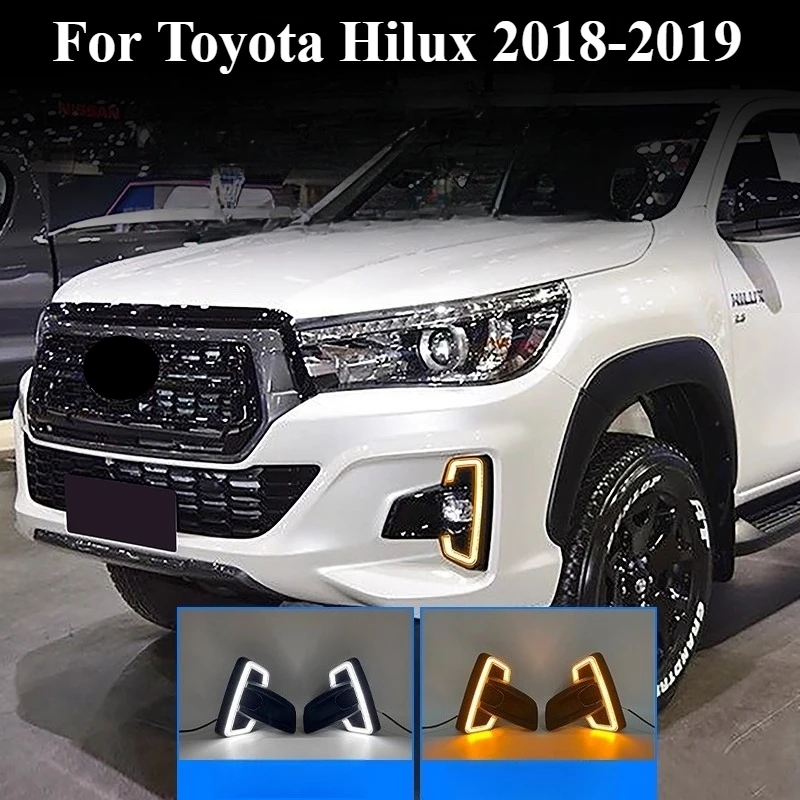 

Для Toyota Hilux 2018-2019: OEM Fit светодиодные дневные ходовые огни — водонепроницаемый комплект противотуманных фар DRL IP67 с проводкой Plug & Play