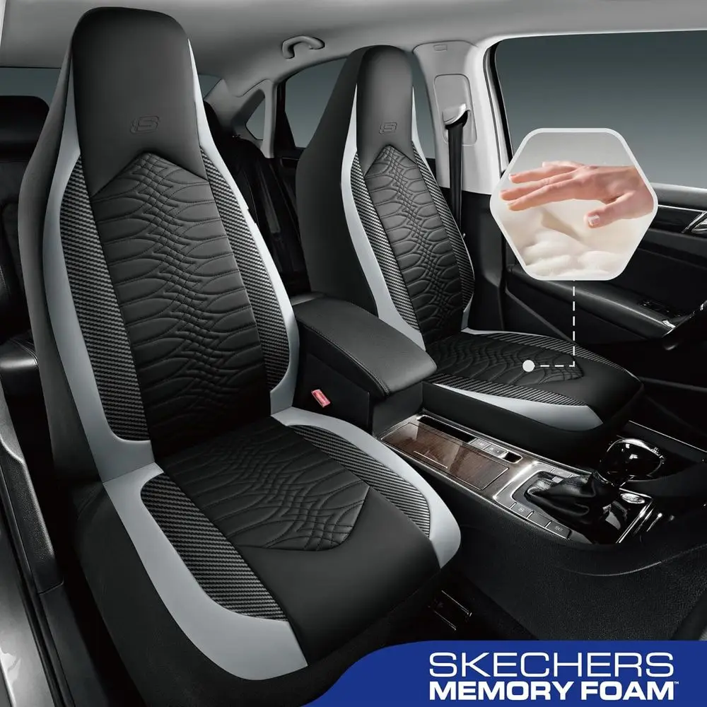 Memory Foam Car Seat Covers, Leather High Back Seat Covers Quilting Design,Waterproof Sports Car Seat Covers Full Sets,Airbag Co