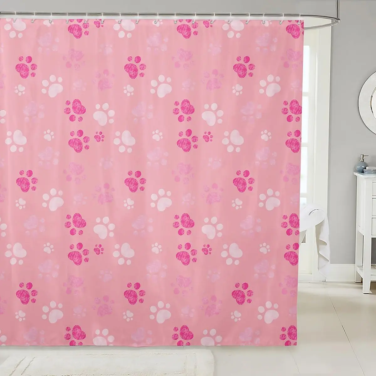 

Занавеска для душа с принтом собачьей лапы для декора ванной комнаты, занавеска для ванны с щенками и домашними животными, милые аксессуары для ванной комнаты с героями мультфильмов, водонепроницаемый полиэстер