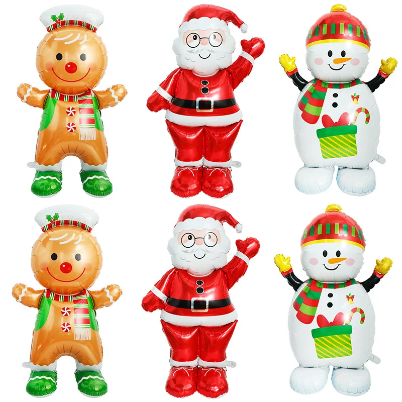 60 Zoll extra großer stehender Weihnachtsmann-Schneemann-Folienballon, Weihnachten, Urlaub, Party, Dekoration, Neujahr, Geburtstag, Zubehör, Geschenk