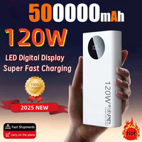 500000mAh High Capacity Power Bank 120W Fast Charging Powerbank Portable Battery Charger For iPhone Samsung Huawei Xiaomi 2026