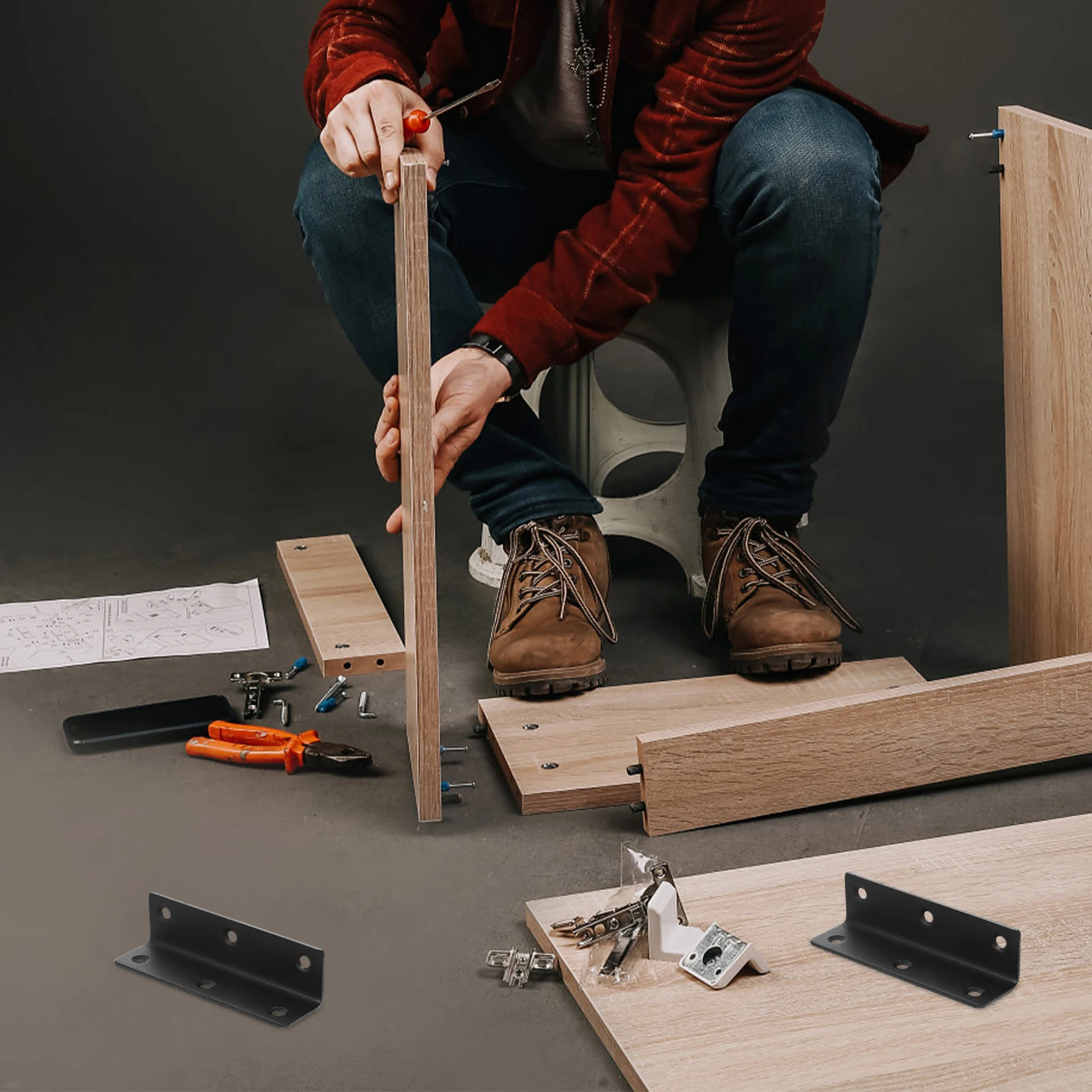 

6Pcs Durable Angle Brackets Metal Corner Braces for Wood Furniture Tables Chairs High Load Bearing Capacity Corner Braces