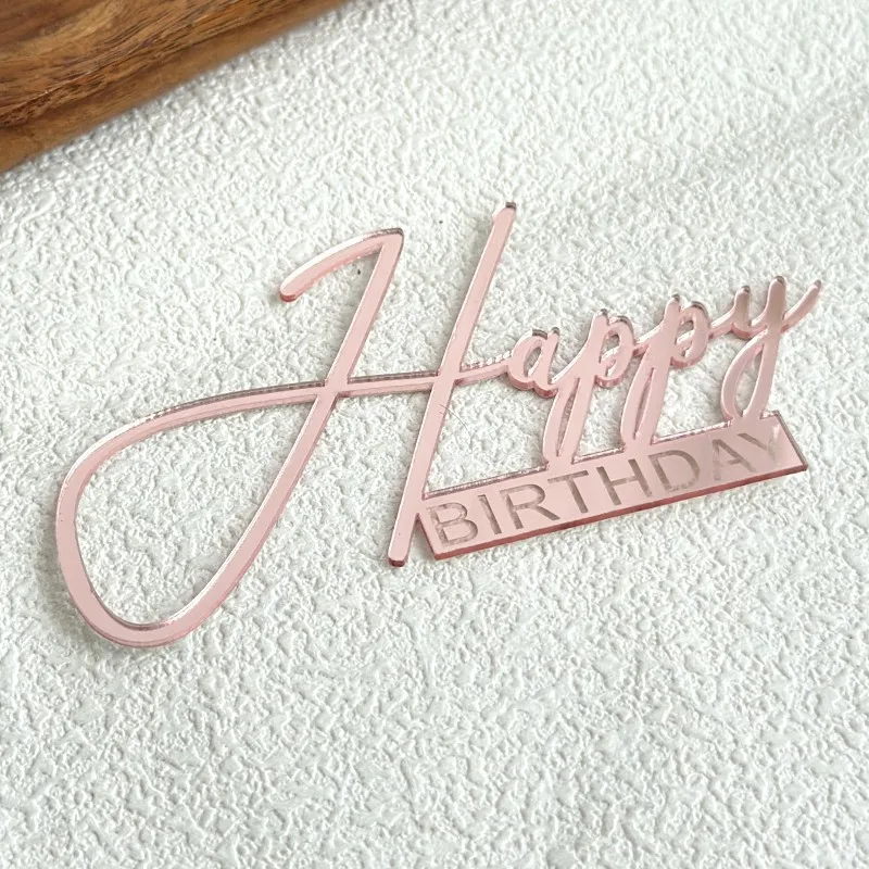 Golden Rose Gold Happy Birthday Party Cake Toppers Characteristic Birthday Cake Topper for Baby Birthday Party Cake Decorations