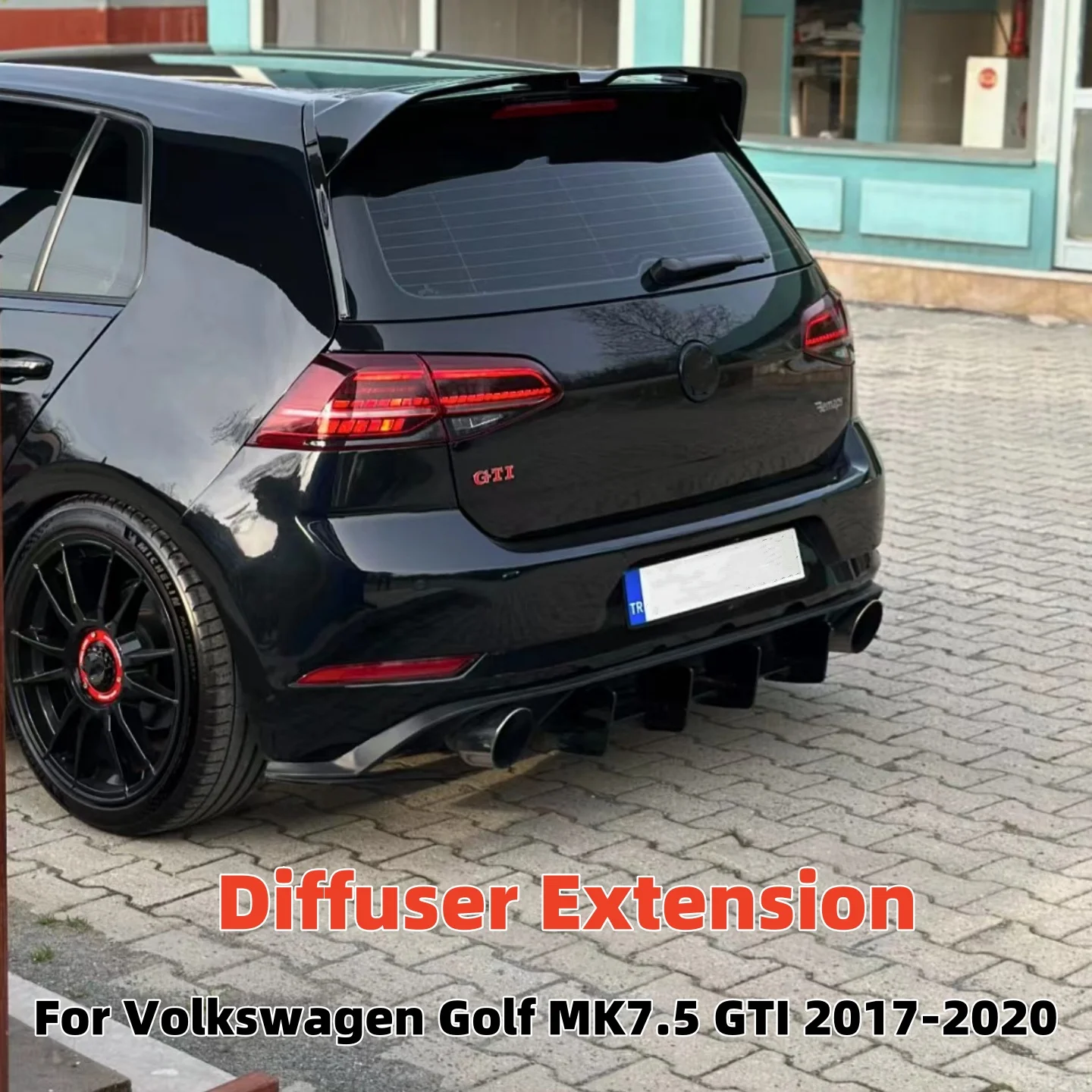 Difusor de parachoques trasero estilo Maxton, cenefa de extensión, Kits Aero para Volkswagen Golf 7,5 GTI 2017-2020, color negro brillante