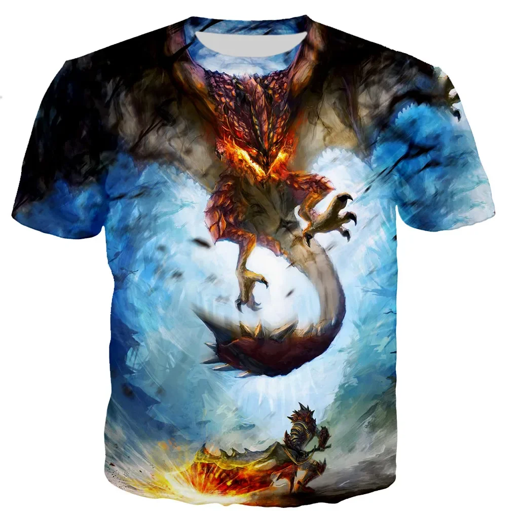 2025 New Fashion Monster Hunter T-shirt T-shirt Stile Casual 3D Tempo Libero Stampa Animazione Top