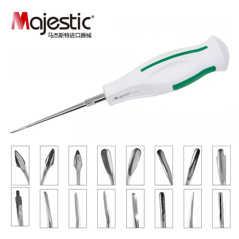 1pc 16 Styles Stainless Steel Dental Luxating Lift Elevators Curved Root Dentist Surgical Instrument Plastic Handle Sterilizable