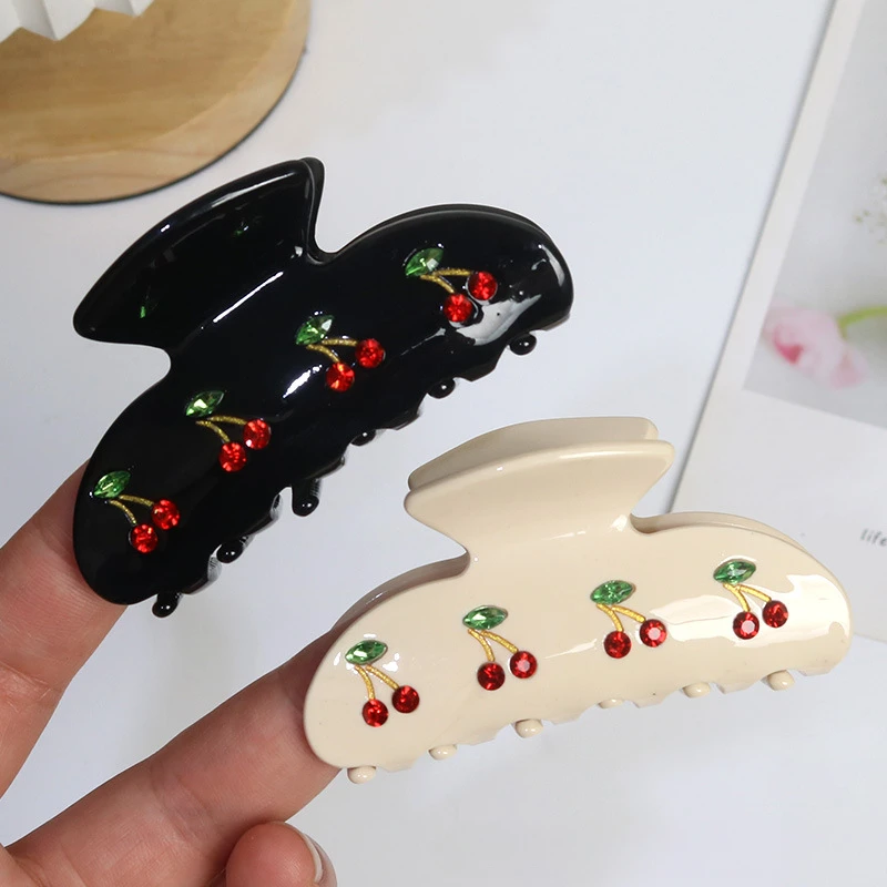 موضة الفاكهة الكرز كريستال مشبك شعر للنساء الكورية أنيقة خلات مخلب كليب شعبية الشعر المصيد إكسسوارات الشعر Hausgenefinn #4