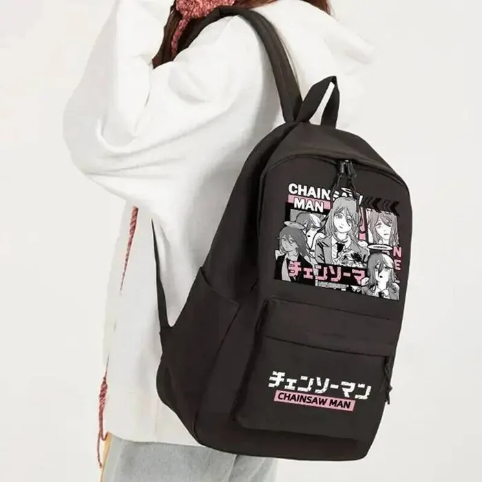 

Черно-белые школьные сумки с бензопилой, студенческие подростковые школьные сумки, рюкзаки Mochilas большой емкости для аниме-игр