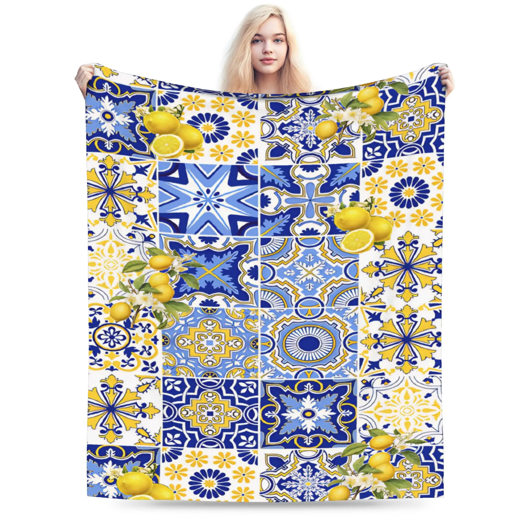 Comfort Lemon Sicily Rectangle Blanket Accessories Home Decorative  Throw Blanket Warm Flannel for Office