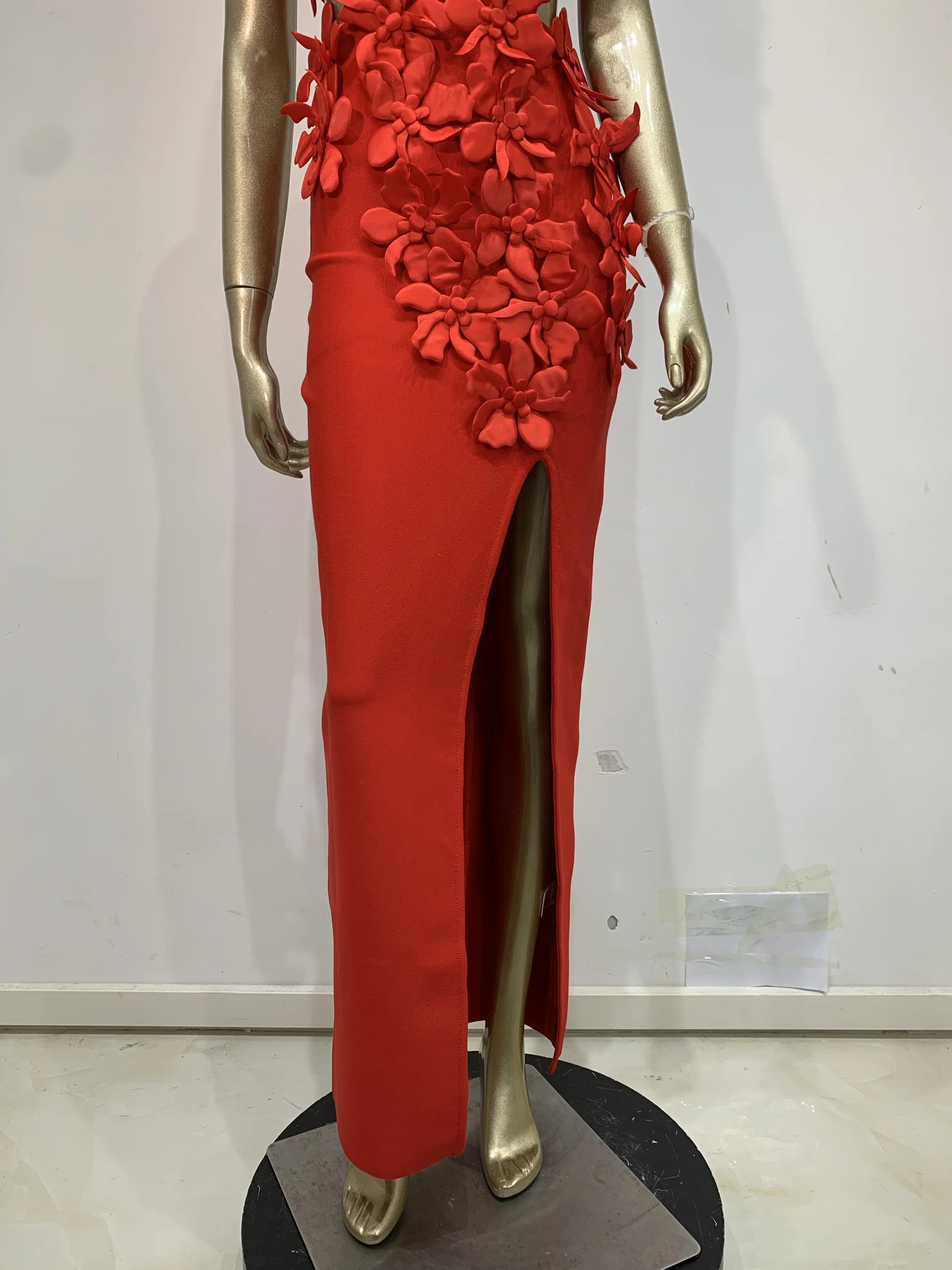Mulheres sexy buraco chave flor tanque vermelho celebridade maxi longo bodycon bandage vestido 2025 elegante noite clube vestido de festa