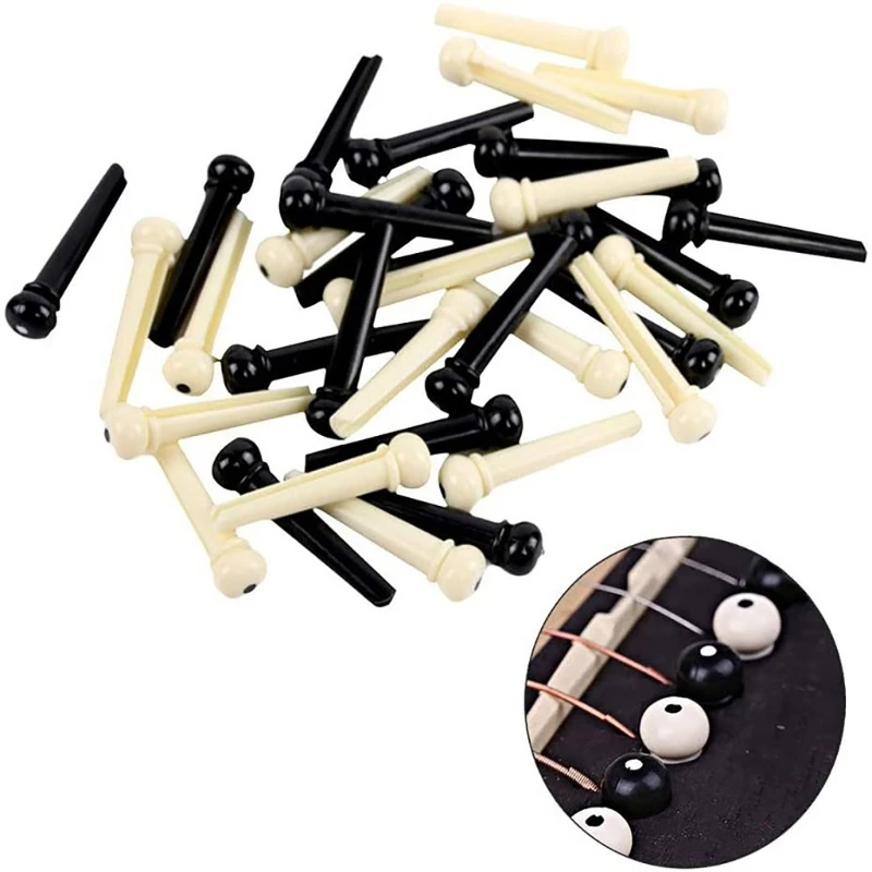 26Pcs Acoustic Guitar Bridge Pin with 24pcs Guitar Bridge Pin Puller Remover Set Guitar Pegs Guitar Replacement Parts