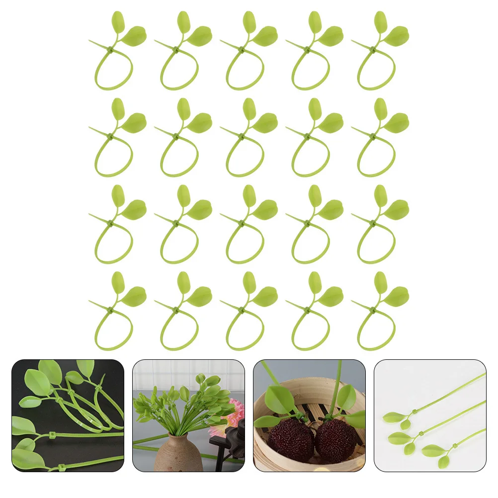 

100pcs Leaf-Shaped Cable Ties Nylon Reusable Self-Locking Ties For Home Office Garden Plant Holder Lightweight Fastening
