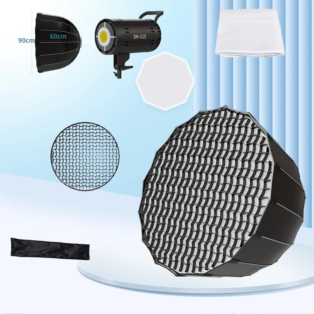 

SH 115W Photography Light Dimmable Kit COB Lamp 90cm Bowens Softbox Video Studio Kit 2m Tripod Flash Studio Accessories 3 Colors