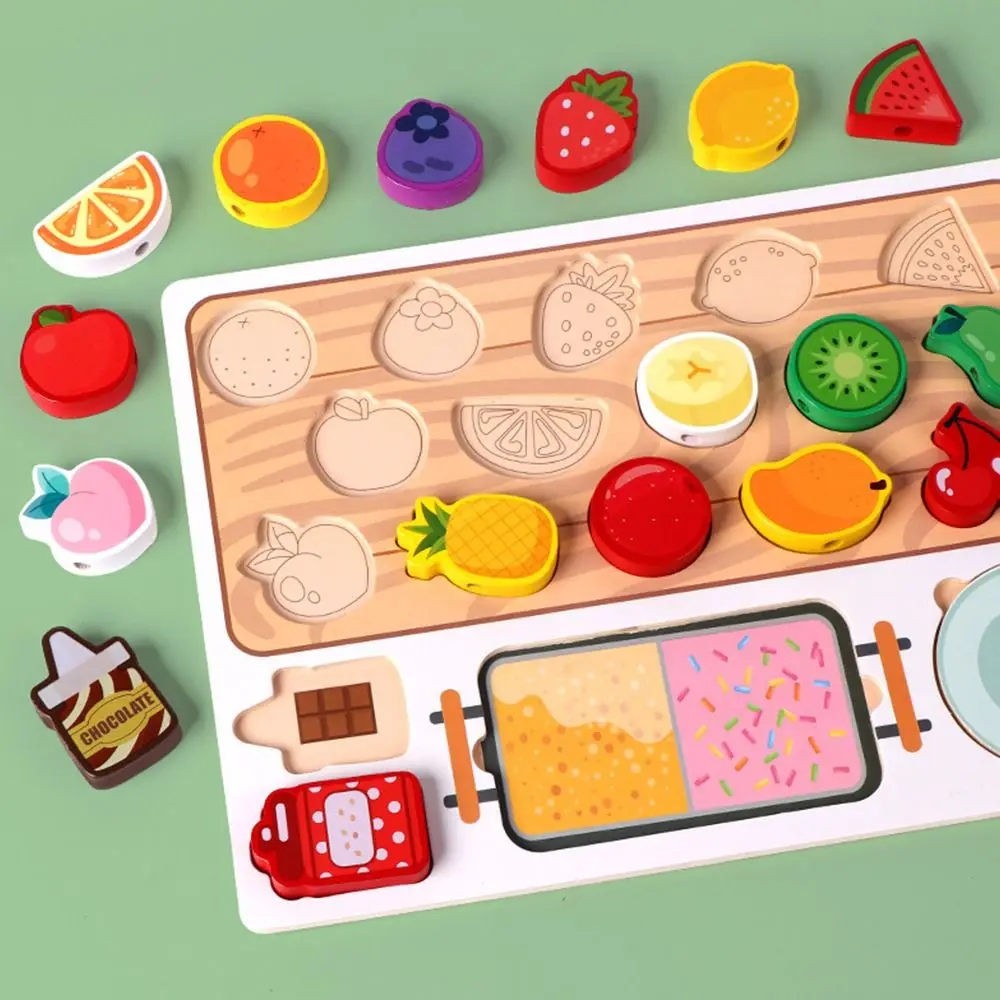 Funny Multicolor Montessori Wooden Toys Barbecue Wood Simulation Barbecue Toys DIY Playing House Matching Cutting Games Game