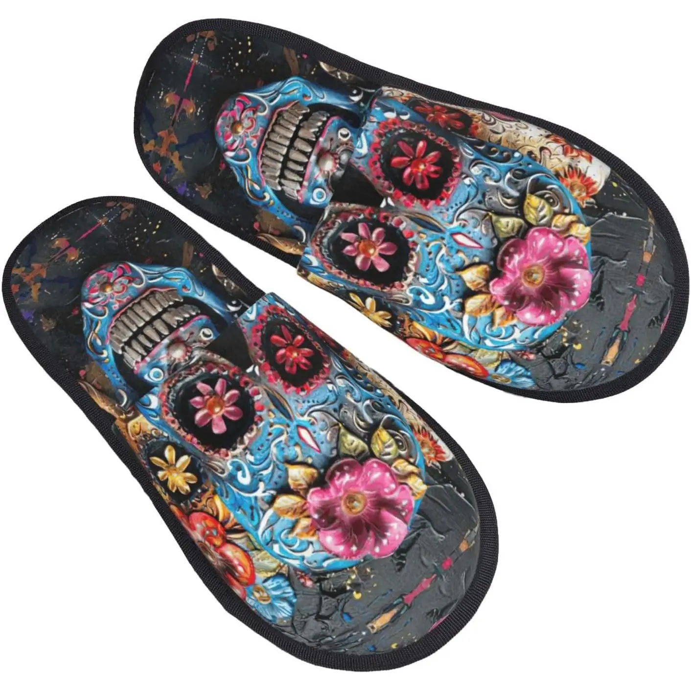 

Осенне-зимние нечеткие тапочки с принтом сахарных черепов, удобная домашняя обувь, портативная обувь для путешествий в отеле, подарки для женщин и мужчин