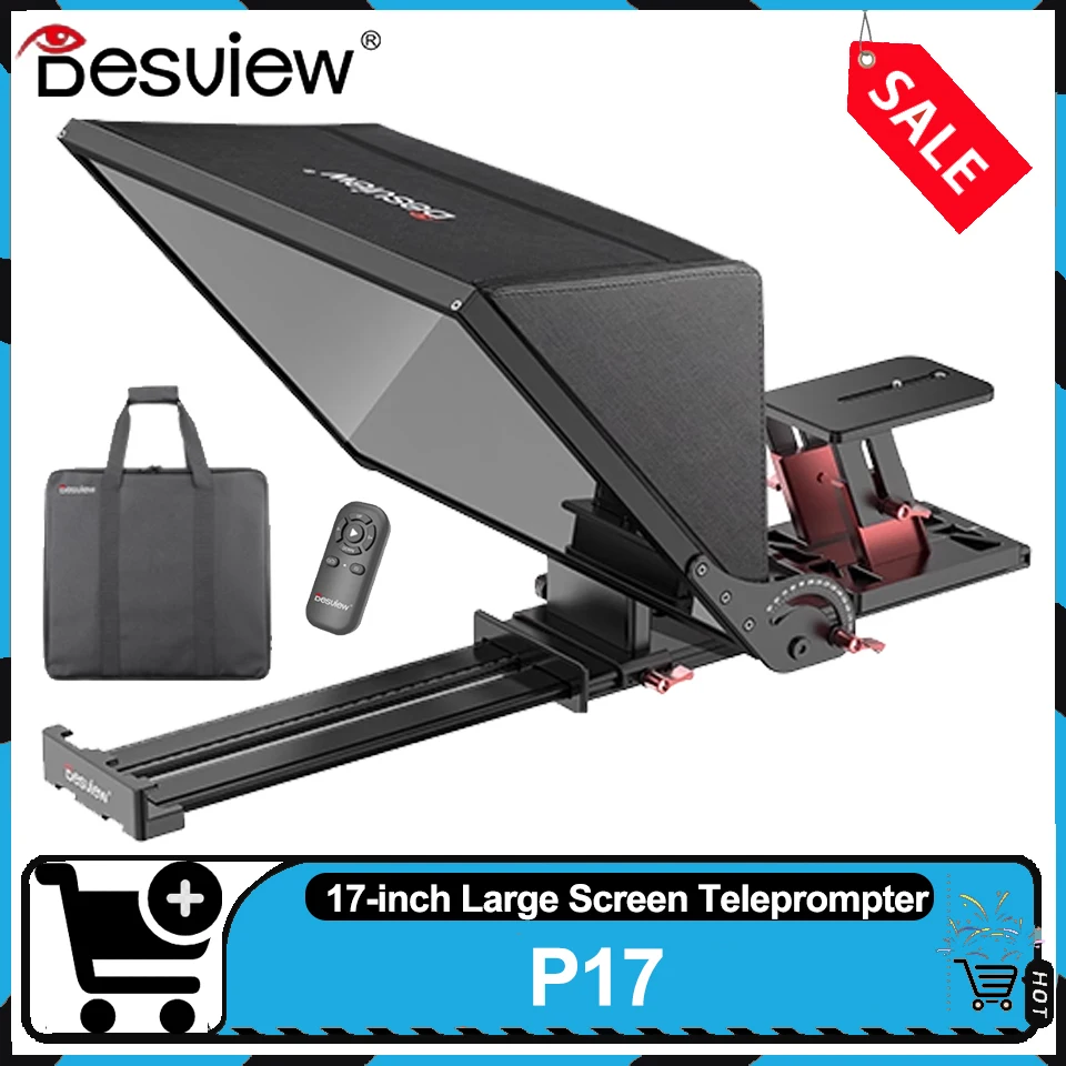 Desview P17 17-inch Large Screen Teleprompter for Mobile Phones DSLR Cameras  iPads Video Recording & Live Streaming