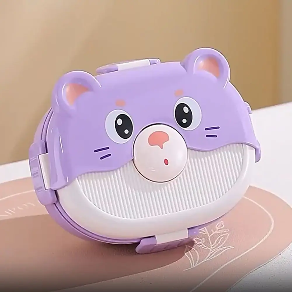 

Cute Animal Pattern Cartoon Student Lunch Box Microwavable 3 Grids Food Storage Box Plastic with Cutlery Food Container Picnic