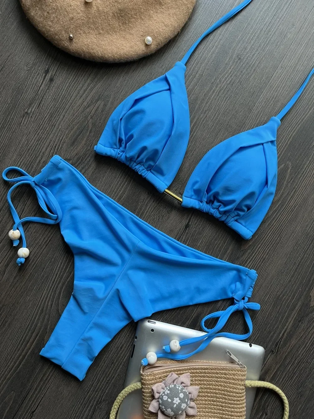 Bikini Solid Color Swimwear Beach Sexy Women's Swimwear 2025 Biquini High Cut Bathing Suits Push Up Beach Bikini Set