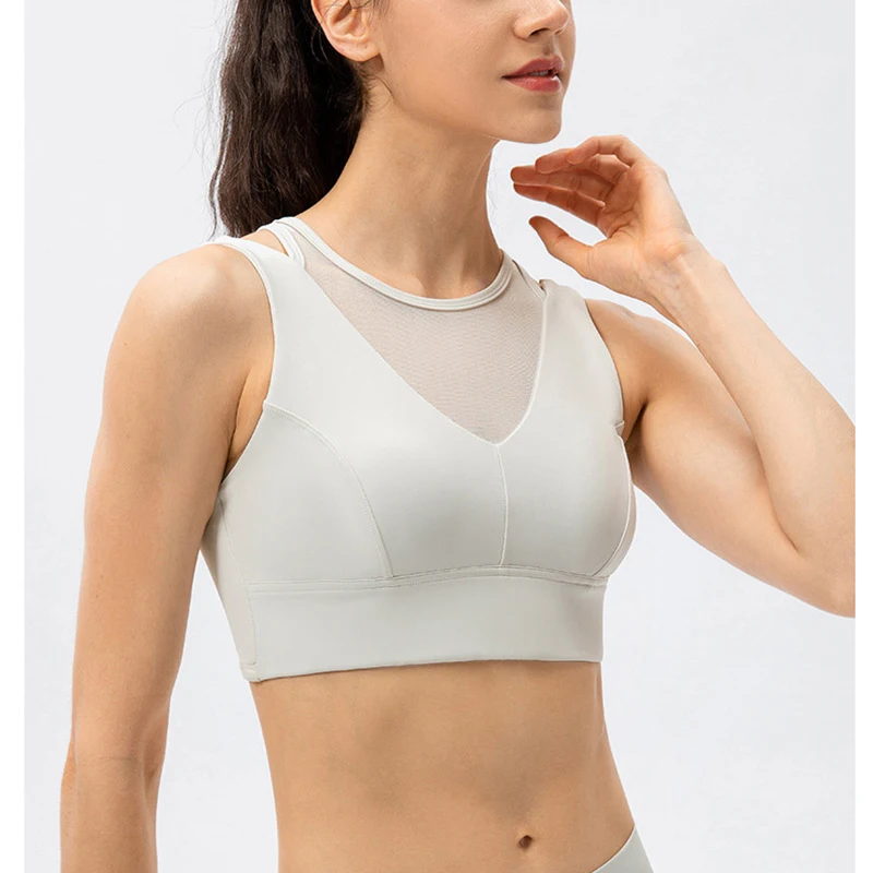 Sports Bra Adjustable Bralette For Women Tank Top Push Up Fitness Mesh Breathable Brassiere Sexy Running Athletic Wireless Crop