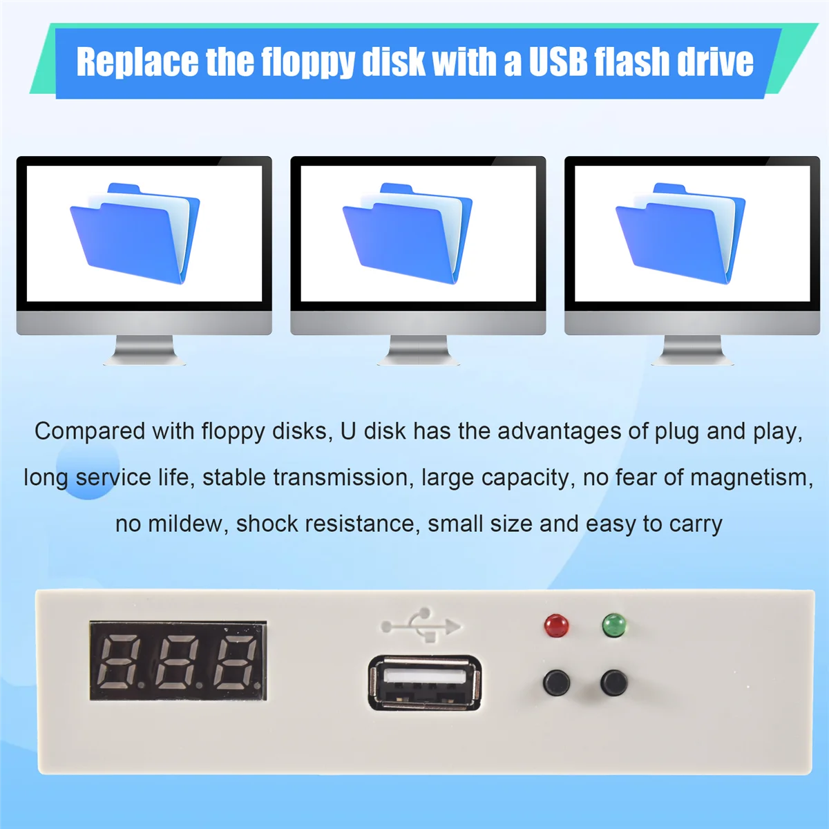 FDD-UDD U144K 1.44 ميجابايت USB SSD محاكي محرك الأقراص المرنة لوحدات التحكم الصناعية لأدوات آلة بيانات الكمبيوتر