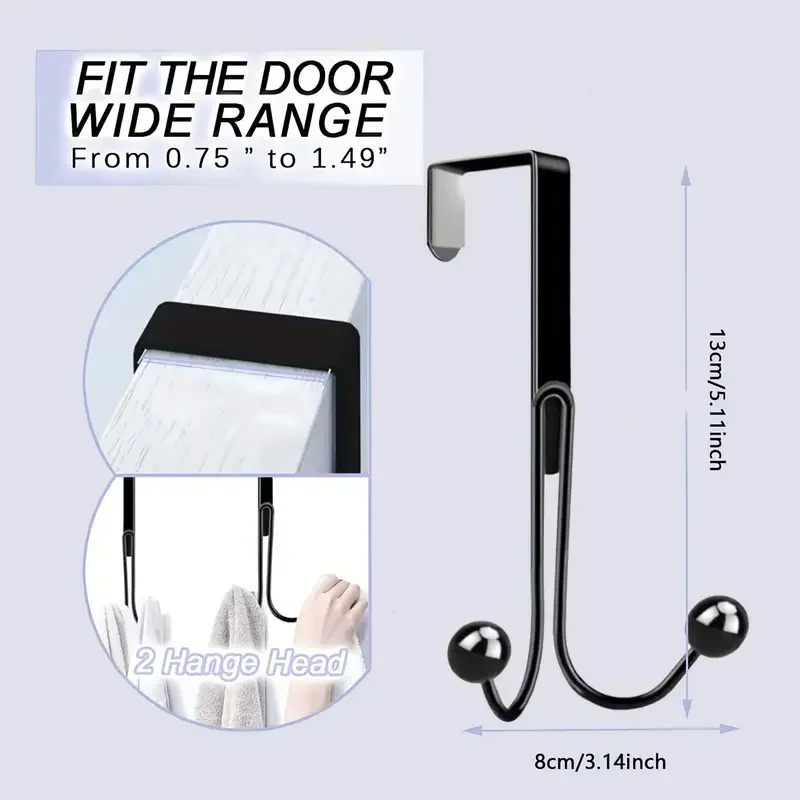 Space-Saving Easy-Install Black Hanging Hook - No-Punch Door-Mount Organizing Solution for Home