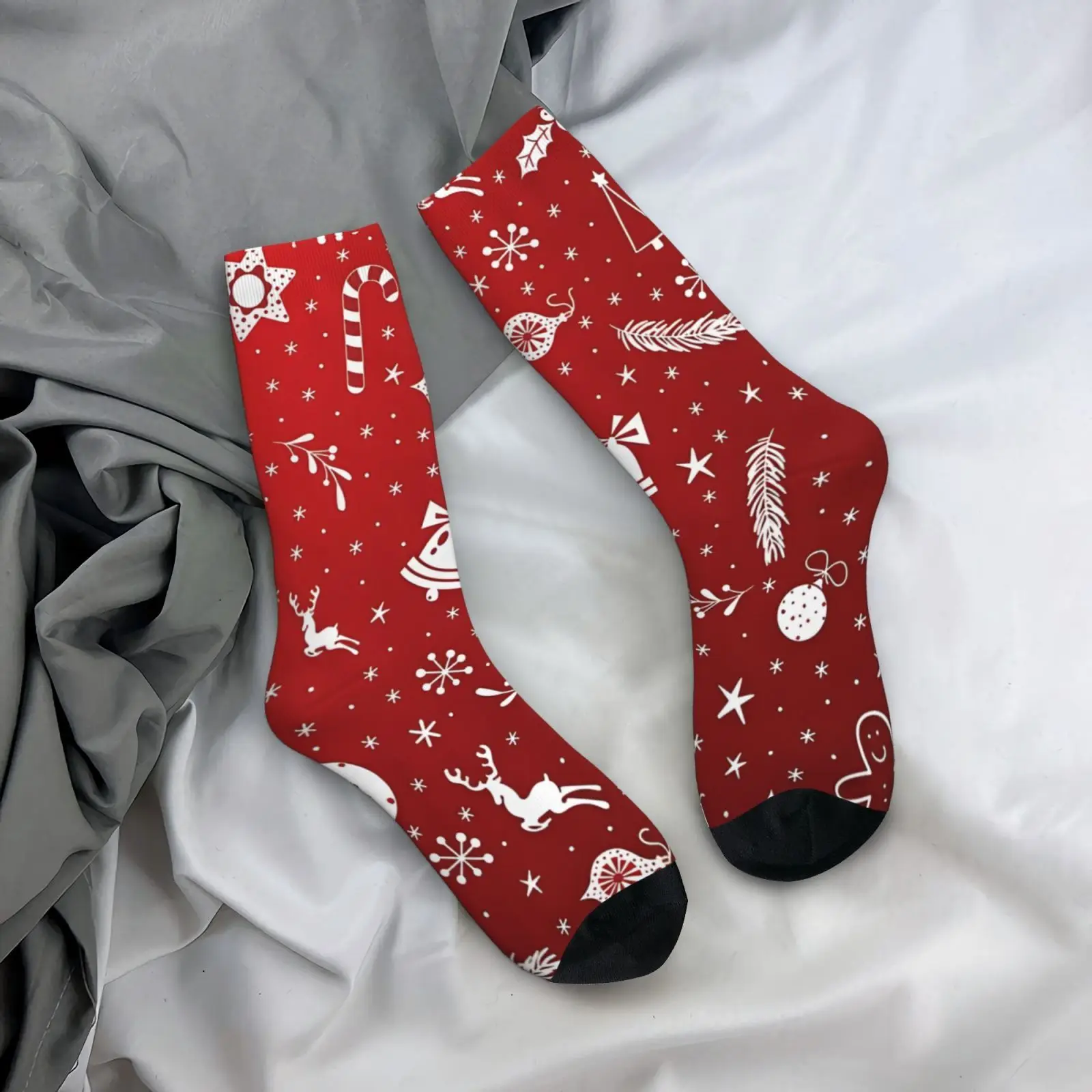 Festive Christmas-Themed Men's Socks 1 Pair Fun Cute Holiday Patterns, Perfect for Family Matching Gifts, Vintage Hip Hop