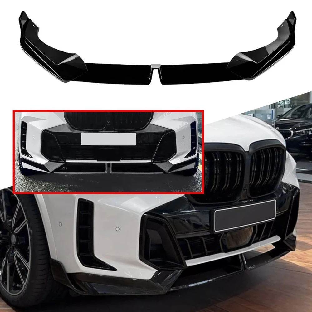 

For 2024-25 BMW X5 G05 M Sport LCI MP Style Gloss Black Front Bumper Lip Spoiler