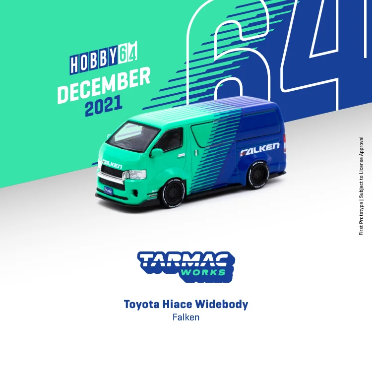 Tarmac Works 1:64 toyota Hiace  widebody Falken Collection of Simulation Alloy Car Model Children Toys