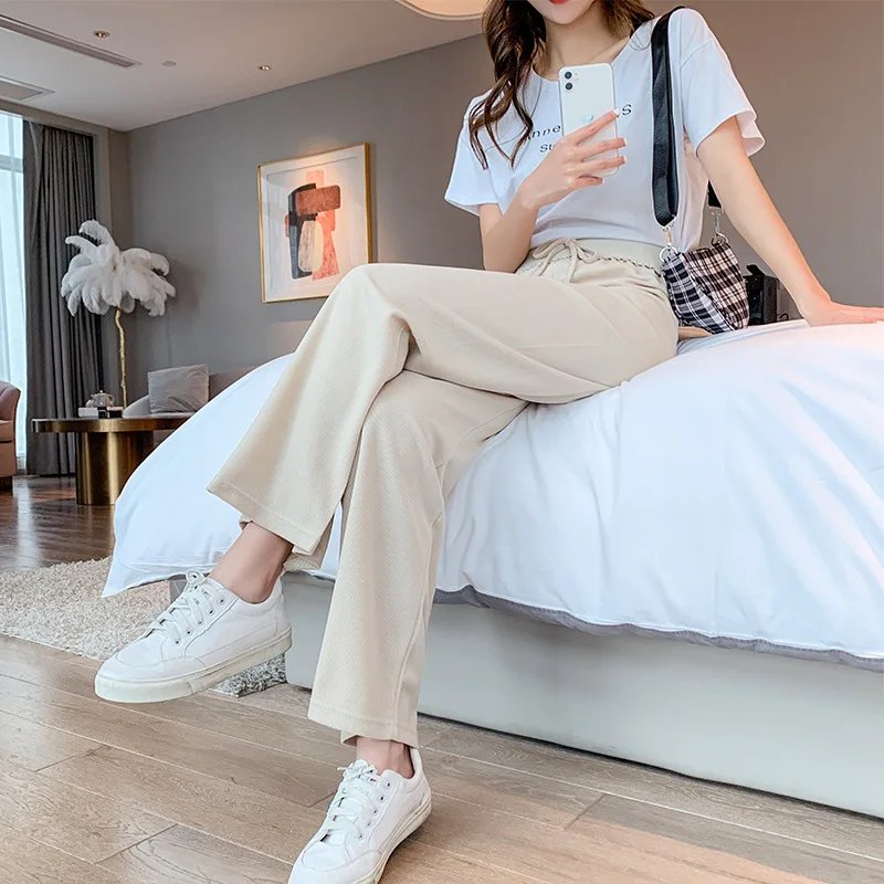 Spring Suit Pants Female Solid Wide Leg Pants Women Full Length Pants Ladies High Quality simple Casual Straight Pants