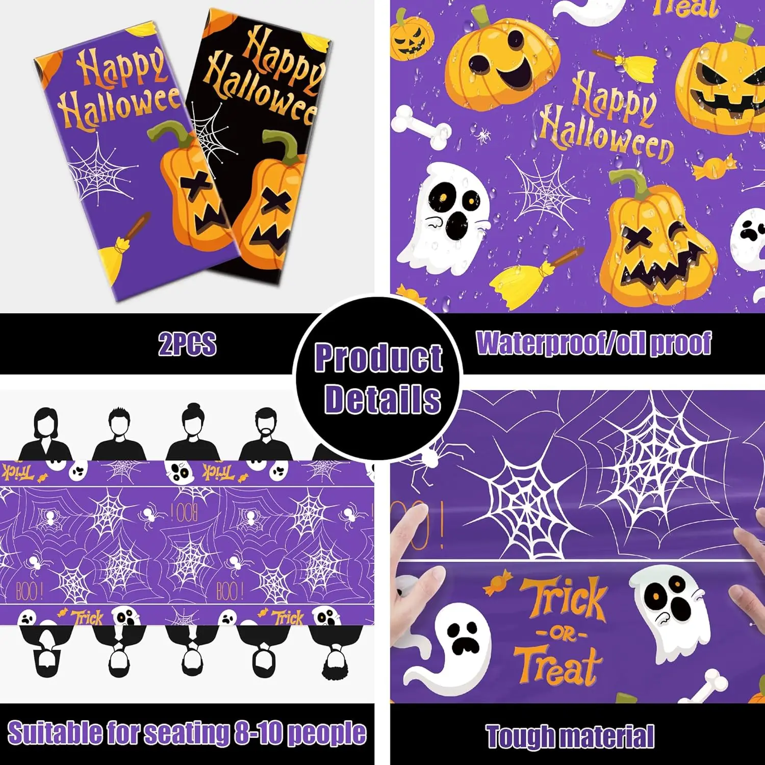 

Halloween Decorations Disposable Plastic Halloween Tablecloth ,2 Pack