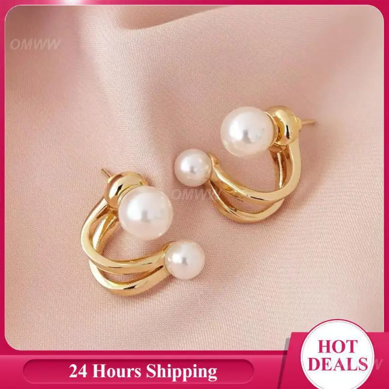 Fashion Accessories Deluxe Modern Women's Multi-function Jewelry Double With Stud Earrings Demand Popular Choice Pearl Earrings