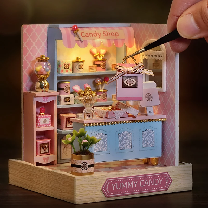 Mini Miniature Doll House DIY Small House Kit Making Room Toys Home Bedroom Decorations With Furniture Birthday Gifts