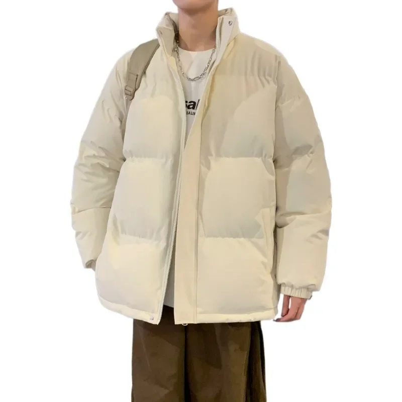 Stand Collar Cotton New Jacket for Men  Pure Color Fashionable and Trendy Casual Cotton Jacket for Men Top Bread Coat