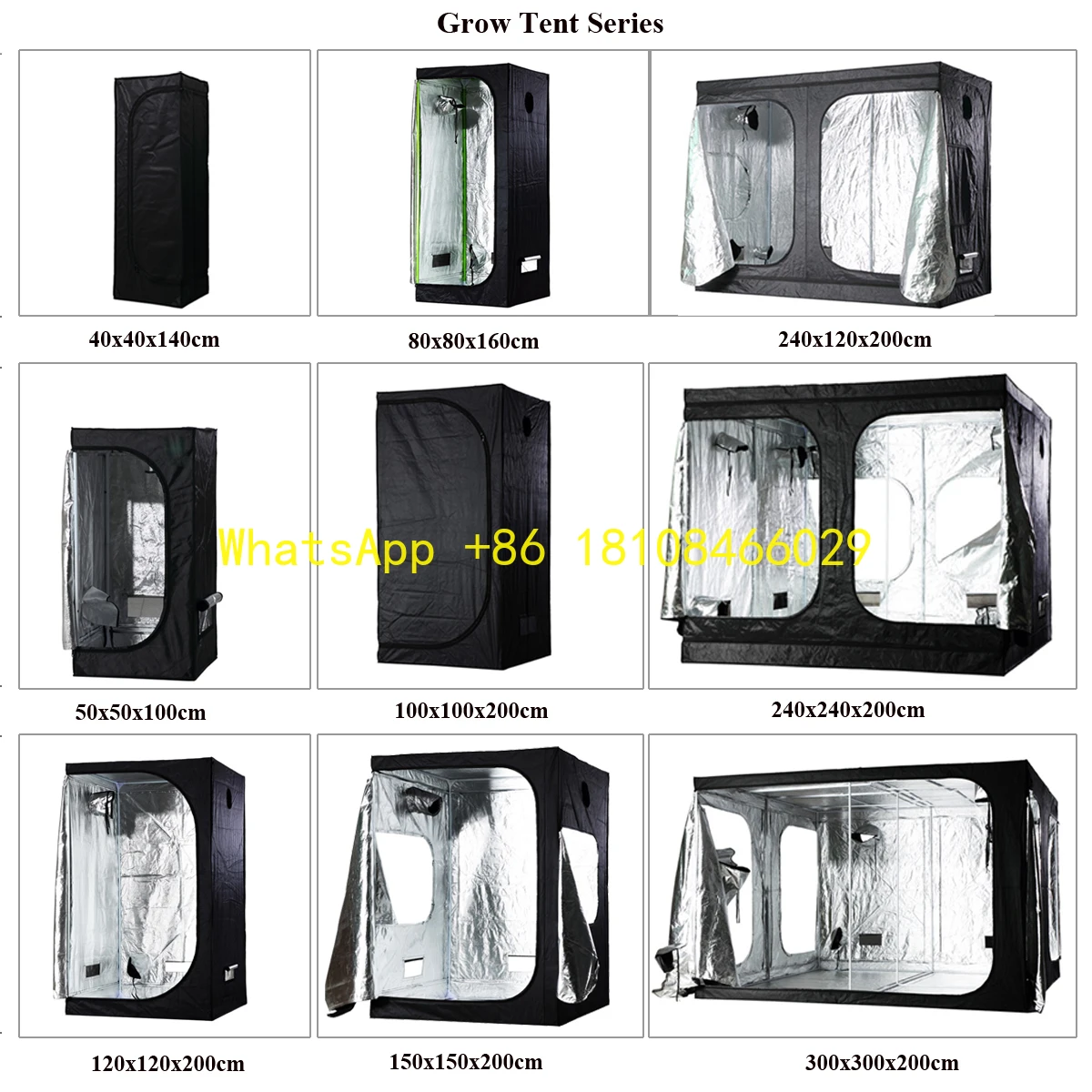 

Garden 8 * 8 Feet 600D Polyester Film Fabric 240x240x200cm Plant Growth TentGreenhouse Horticulture Indoor