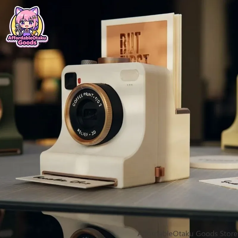 3D Printed Vintage Camera Shape Coffee Stencil with 24 Cards – Reusable Latte Art Template Cappuccino DIY Baking Decor Tool Gift
