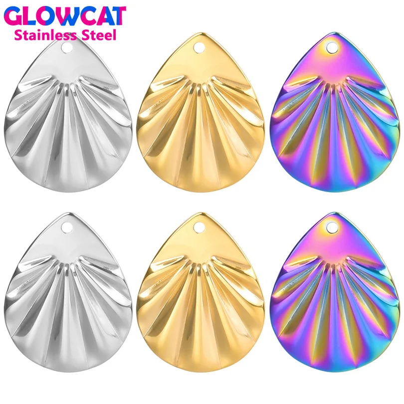

7pcs/Lot Stainless Steel Water Drop Shaped Charms for Jewelry Making Creative Pleated Design Pendant DIY Handmade Accessories