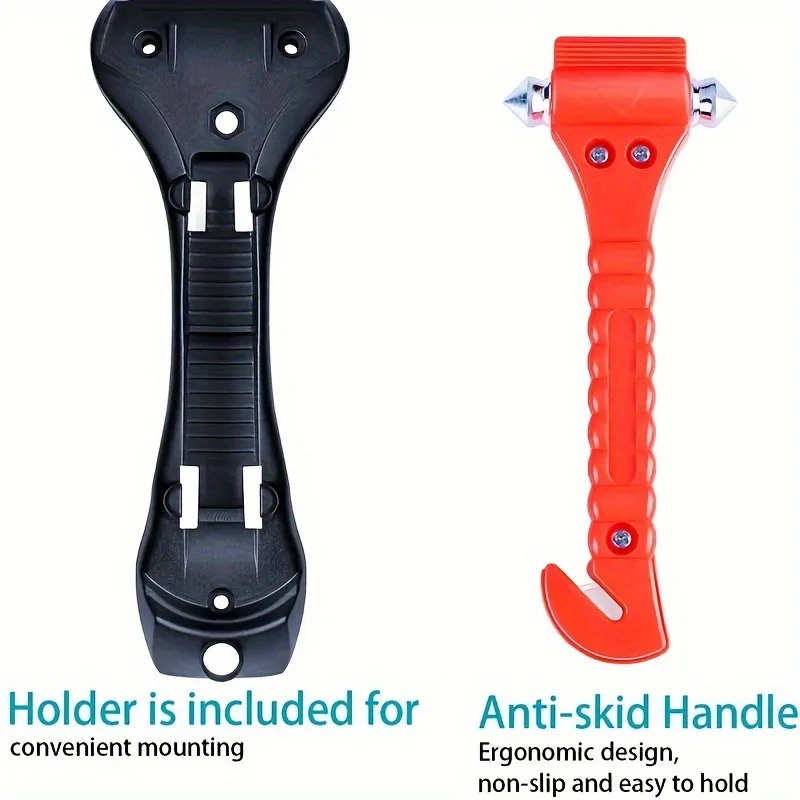 All-In-One Car Safety Hammer - Emergency Escape Tool With Window Breaker, Durable Abs Construction