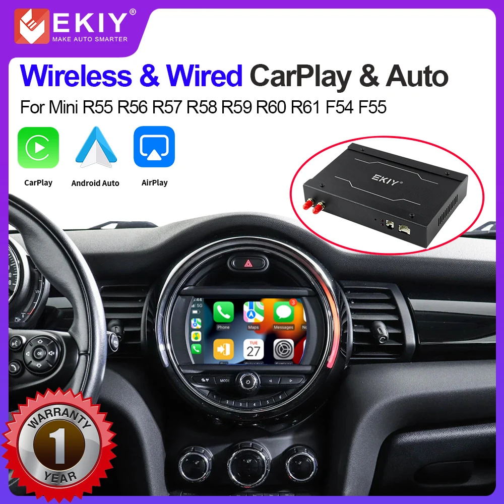 EKIY Wireless CarPlay Android Auto For Mini R55 R56 R57 R58 R59 R60 R61 F54 F55 Clubman Countryman Hardtop Cooper John Cooper