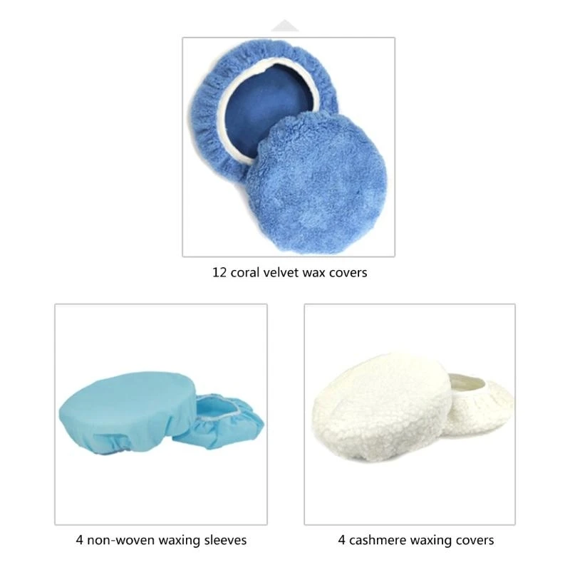 9 to 10 Inch Car Polisher Pad Bonnet, 10Pcs Car Polishing Bonnet Buffing Pads, 8Pcs Microfiber+ 2Pcs Woollen N2UD