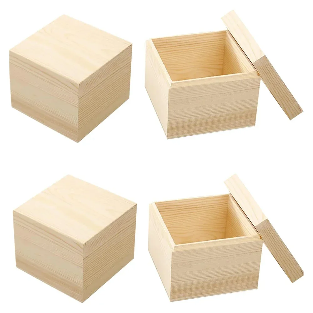 Retro Wooden Storage Box Plain Wood With Lid Multifunction Hinged Boxes Packing Jewelry Case Box Home Sundries Storage Box