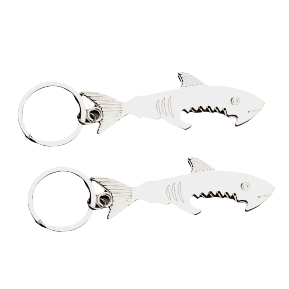 2pcs Lightweight Shark Keychain Bottle Opener Key Ring Shark Shape Beer Bottle Opener Zinc Alloy Keychain Pendant